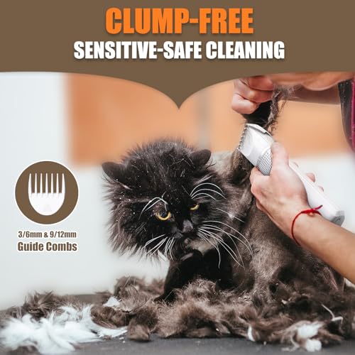 Cat Grooming Clippers Kit with Paw Trimmer, 3 in 1 Electric Pet Hair Trimmer Supplies for Thick Matted Hair, Heavy Coat Butt Shaver Cat Razor Fur Trimmer for Dogs at Home (White) White