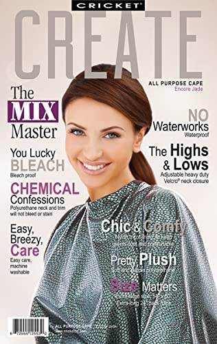 Cricket Encore All Purpose Professional Salon Cape – Waterproof, Bleach-Proof, Chemical-Resistant Hair Coloring, Cutting, and Styling Cape with Adjustable Neck Closure - Extra-Large Coverage, Jade