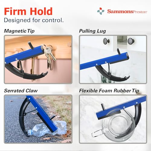 Sammons Preston Reacher, 26" Lightweight Grabber Reacher Tool with Magnetic Tip, Ergonomic Grip & Claw Jaw, Portable Reaching Aid for Seniors, Daily Living & Home Use, Standard Blue, 3 pack 26" Standard, Blue