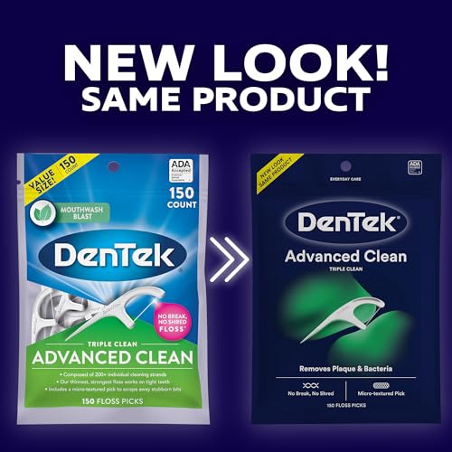 DenTek Triple Clean Advanced Clean 150 Count Floss Picks 6 Pack Bundle with Australian Gold 8 Fluid Ounce Aloe Vera Freeze Gel