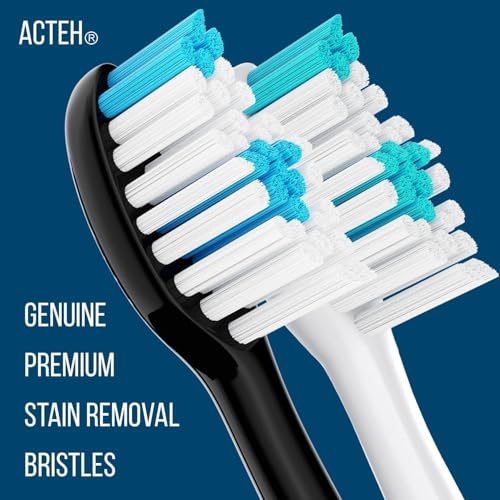 Original Acteh Toothbrush Heads for Acteh Sonic Edge and JetWave Toothbrush - Genuine Replacement Heads for Sonic Edge JetWave (Black6) Black6