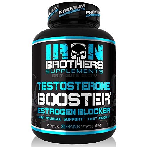 Iron Brothers Testosterone Booster for Men with Estrogen Blocker - Anti-Estrogen Dietary Supplement with Indole-3-Carbinol, Grape Seed Extract & Tribulus Terrestris |60 Capsules - Muscle Growth Boost - BeesActive Australia