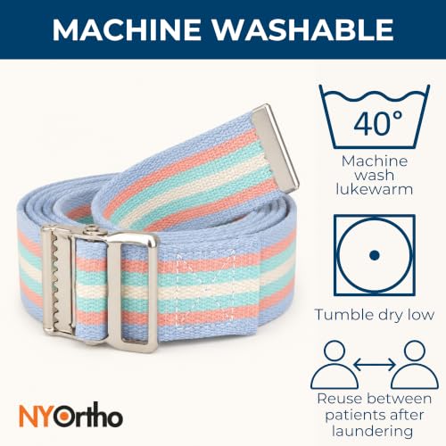 NYOrtho Metal Buckle Gait Belt - Adjustable Machine Washable Strong and Durable Material Latex Free, Natural, 60" 60 Inch