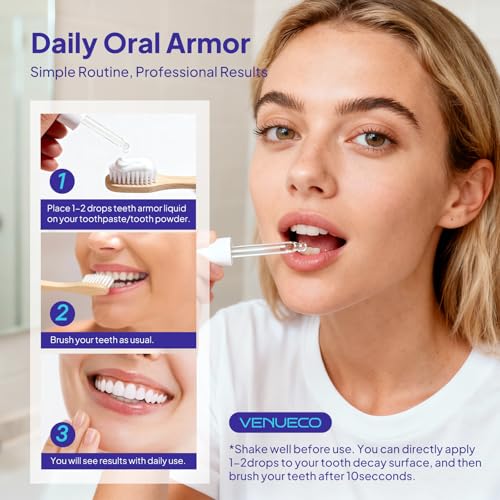 Cavity Healing Tooth Armor Liquid: Clinically Strengthen Enamel with Remineralization Drops at-Home Tooth Enamel Repair Stronger Teeth Hydroxyapatite (180ml, Mint) 0.67 Fl Oz (Pack of 3)