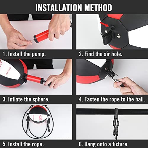 Flex Double End Punching Bag - Bungee Cords w/Special Flex Adjustable System - Durable Bladder Speed Bag - Boxing Training Equipment for Adults - Home Gym Accessories Round - BeesActive Australia