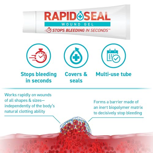 Rapid-Seal Hemostatic Wound Gel, 2 Tube, Stops Bleeding in Seconds 2 Tubes (0.5 Fl Oz Each)