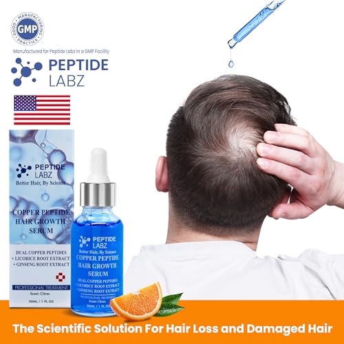 Copper Peptide Hair Serum with Copper Tripeptide-1 – Dual Peptide Complex + Licorice Root – Citrus Scent – 1 fl oz