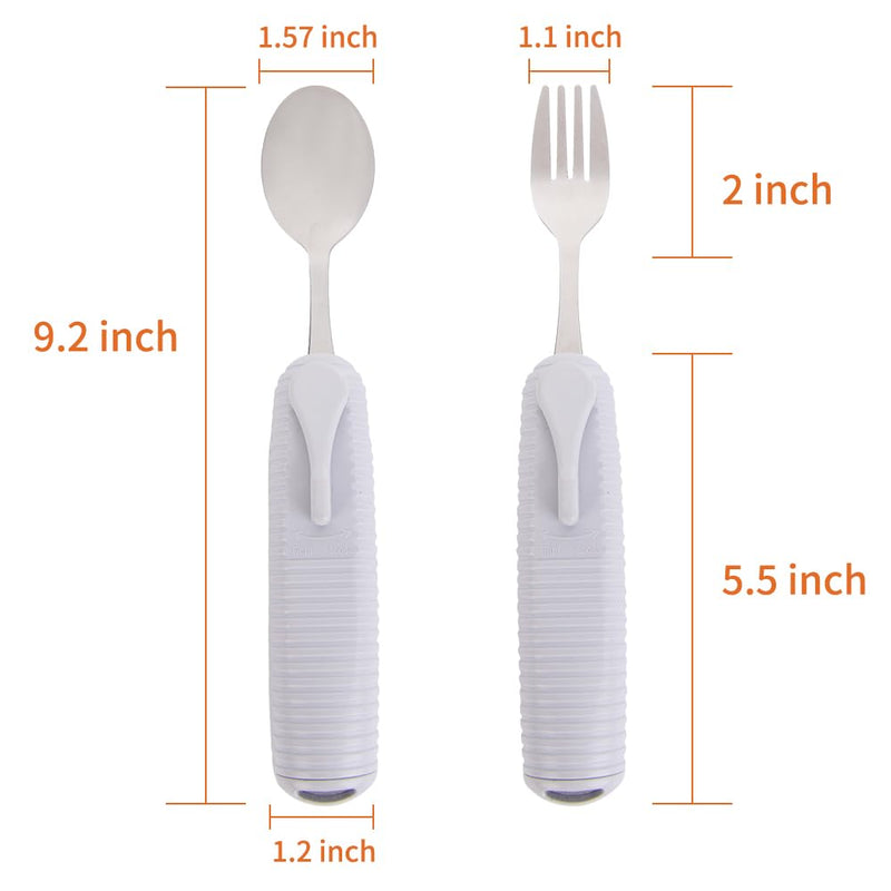 Adaptive Utensils Set, Angle Adjustable Arthritis Aid Silverware for Parkinsons, Hand Tremors, with Non-Slip Easy Grip Handle (2 Count (Spoon + Fork)) 2 Count (Spoon + Fork) - BeesActive Australia