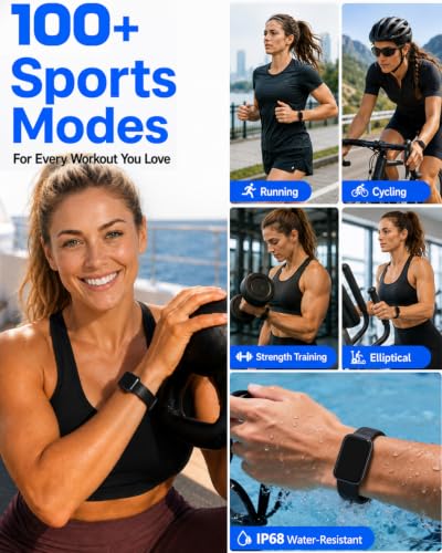 MorePro Fitness Tracker Watch with 24/7 Heart Rate/Blood Pressure Monitor Black