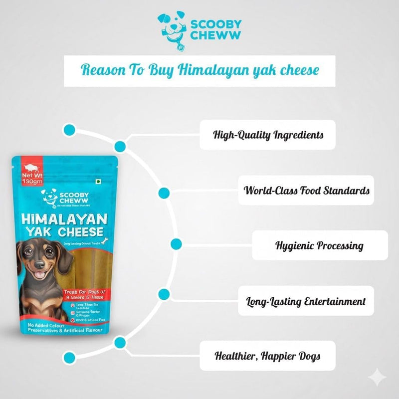 4 Count Large 100% Natural Yak Cheese for Dog Chews, Dog Treats All Breeds, High Protien, Yak Sticks | Grain & Lactose Free Dental Cleaning Long Lasting Chews for Dogs 4 Large Chews