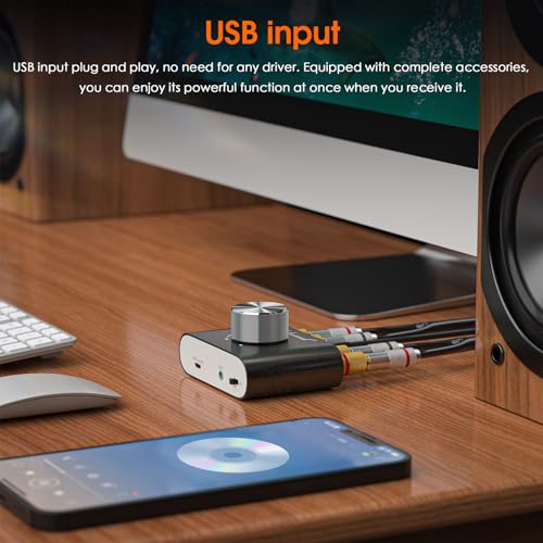 Nobsound Mini Bluetooth 5.0 Power Amplifier, Stereo Hi-Fi Digital Amp 2.0 Channel 50W×2 with AUX/USB/Bluetooth Input, Wireless Audio Receiver, PC Sound Card with Power Supply (Black)