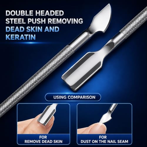 UM Supplies Cuticle Remover Set, Professional Stainless Steel Cuticle Trimmer Kit with Cuticle Nipper, Cuticle Pusher, Nail Cleaner & Nail Clipper, Manicure Pedicure Grooming Tools with Travel Case 1/2 Jaw 14 (5mm)