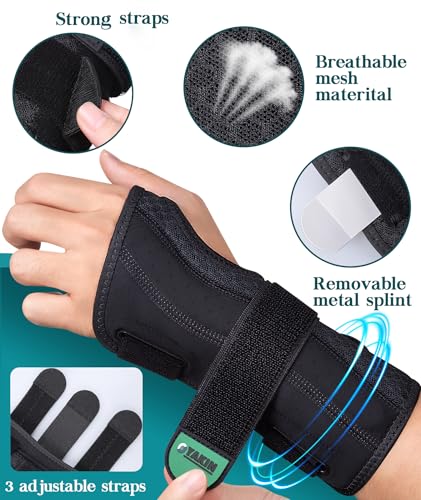 Oyakin Carpal Tunnel Wrist Brace Night Support,Wrist Splint Right Left Hand Black-Left Hand S/M