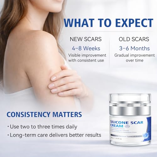 Scar Cream - Advanced Silicone Scar Gel, Professional Scar Removal Cream for Surgical Scars, C-Section, Stretch Marks, Acne, Injury, Burns, Keloids, Old and New Scars (1.76 fl oz)
