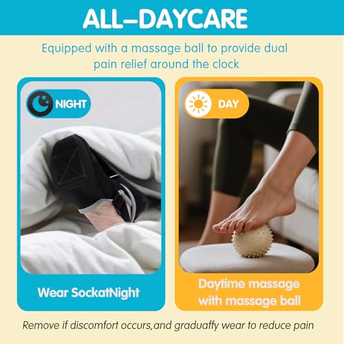 Plantar Fasciitis Night Splint Socks with Massage Ball for Tendonitis, Achilles, Foot Drop, Heel Pain Foot Splint, Adjustable Plantar Fasciitis Brace for women & men, Recover While You Rest and Sleep Small Black 1