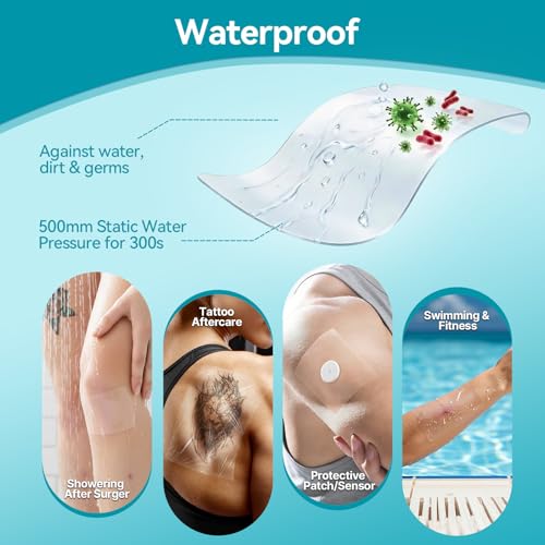 Dimora Transparent Film Dressing 50 Packs, Waterproof Adhesive Clear Bandages 4 in x 5 in, Wound Cover for IV Shield, Tattoo Aftercare Bandage,Clear Bandage Tape for Wound Care 4" x 5"