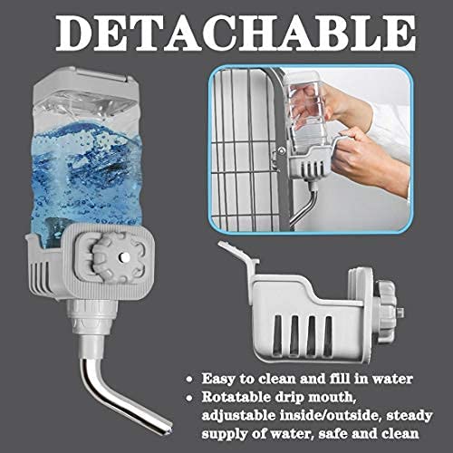 Top Fill Small Animal Water Bottles for Crate No Drip BPA Free Water Dispenser for Rabbit, Chinchilla, Ferret, Guinea Pigs, Squirrel, Hedgehog 25oz Grey - BeesActive Australia