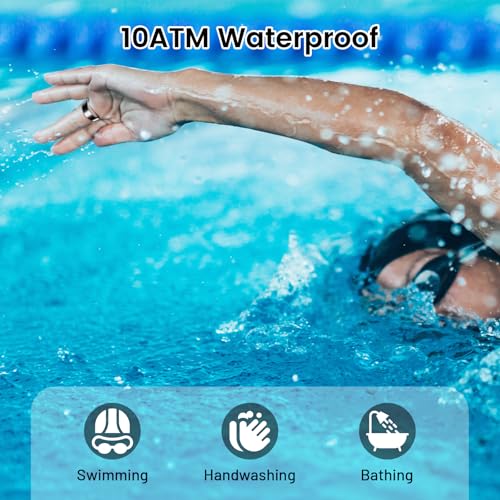 Mirlray Smart Ring for Women & Men, Smart Ring Health Tracker, Blood Oxygen & Heart Rate Monitor, Long Lasting Battery Sleep Ring, Waterproof Fitness Ring (R02C, Black, 7)
