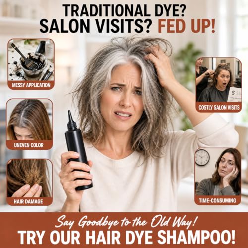 Black Tea Hair Dye Shampoo for Gray Hair, Natural Hair Color for Women&Men Black Tea