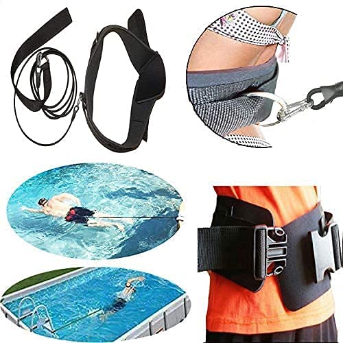 Upgrade Style - Strong Pool Swim Training Leash and Belt - Wide Comfortable Waist, Double Bungee Rope, Metal Buckle - BeesActive Australia