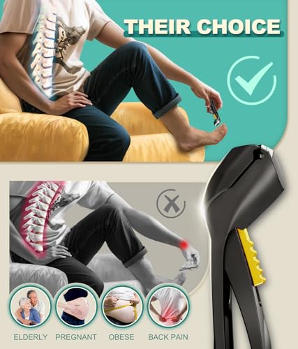 Curved Toenail Clipper with Safety Lock – Heavy Duty Thick Nail Cutter for Ingrown & Hard Nails, Ergonomic Arched Design No Need to Bend, Wide Jaw Opening, Includes PU Leather Pouch for Travel Black
