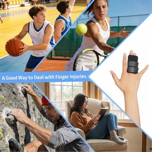 Adjustable Trigger Finger Splint with Metal Support Bar, Finger Stabilizer Brace, Straightening Support for Sprain Injury Arthritis Pain Relief, Fit All Fingers (2) 2