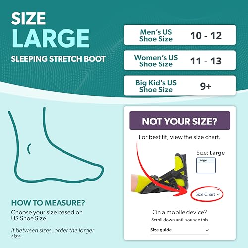 BraceAbility Sleeping Stretch Boot - Plantar Fasciitis Night Foot Splint Adjustable Achilles Tendonitis Brace for Fascia, Tendon and Calf Stretching, Heel and Bone Spur or Arch Pain Treatment (Large) Large