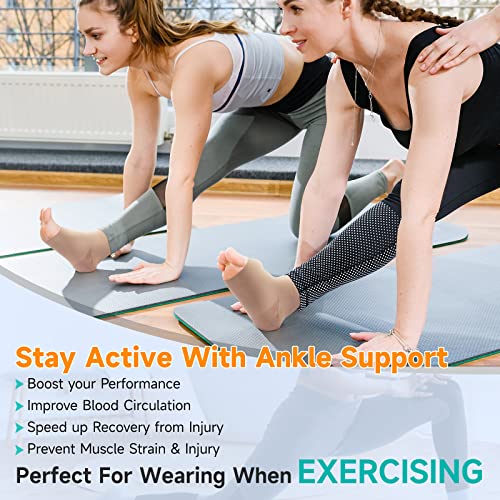 TOFLY Plantar Fasciitis Relief Compression Socks 20-30mmHg for Men & Women Beige Small (1 Pair)