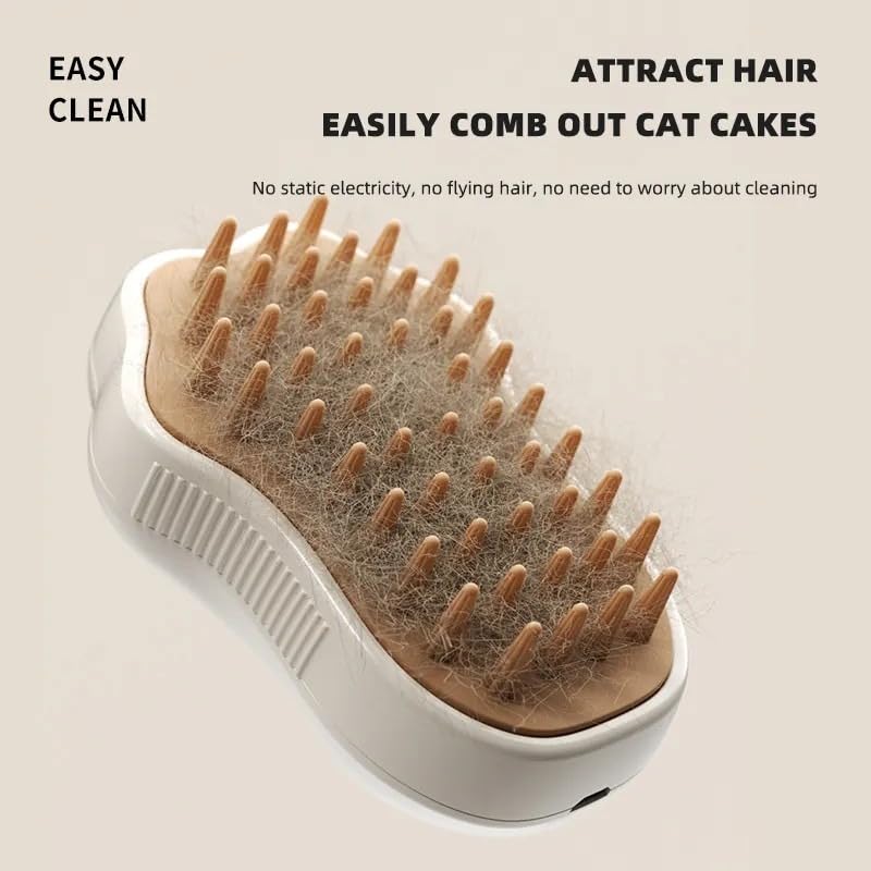 Pet Grooming Brush with Steam for Cats and Small dogs, a grooming comb with soft bristlles, Scented spray reservoir, Silicone bristles for a Massage effect, Hair Cleaning Tool. (Chocolate brown) - BeesActive Australia
