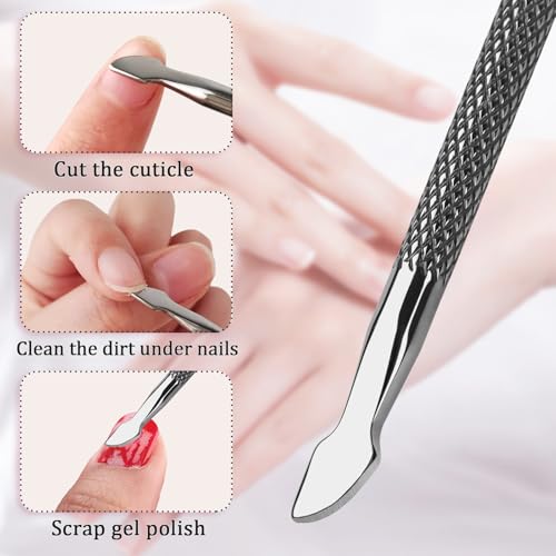 Professional Cuticle Remover Tool, Metal Cuticle Pusher and Scraper, Dual-Sided Cuticle Remover for Manicure and Pedicure