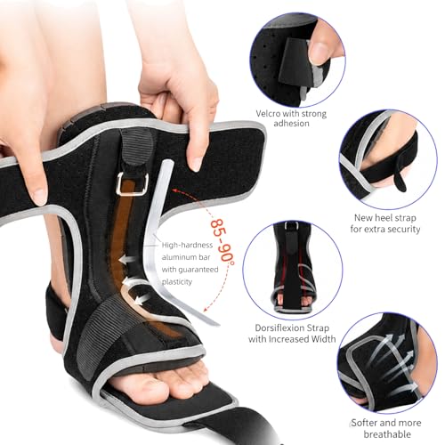 Plantar Fasciitis Night Splint, One Size Men & Women, Black