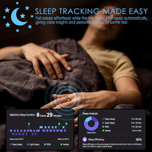 Smart Ring–Fitness&Health Tracker,Heart Rate,SpO2,Sleep,No Sub,IP68 9