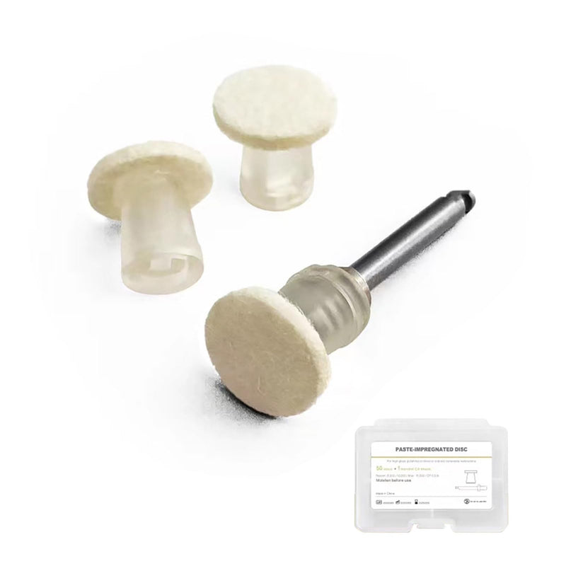 Dental Polishing Paste-Impregnated Disc, Dental Polisher Polishing Wheel Felt Finishing Disc with Mandrel for Tooth Polish Dentistry Tool
