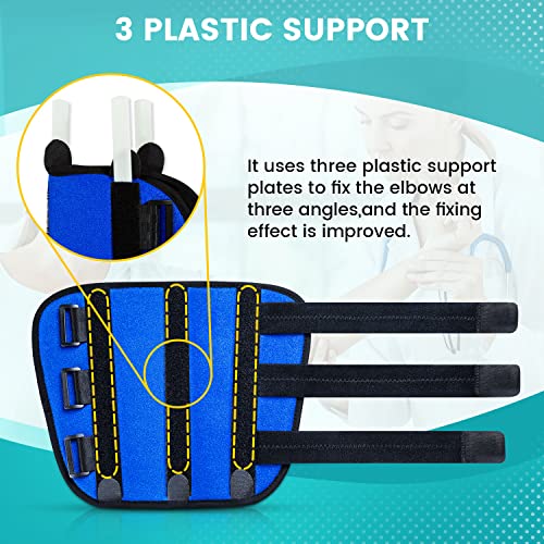 Elbow Brace for Ulnar Nerve Cubital Tunnel Syndrome for Women and Men, Arm Splint Left & Right Elbow Support Immobiliser for Straighten Arms to prevent Elbow Bending While Sleeping - L Blue