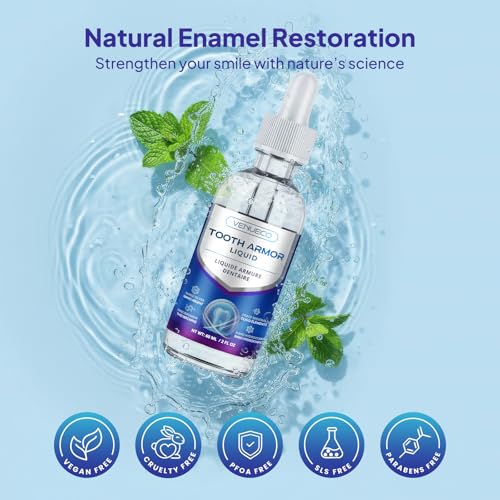 Cavity Healing Tooth Armor Liquid: Clinically Strengthen Enamel with Remineralization Drops at-Home Tooth Enamel Repair Stronger Teeth Hydroxyapatite Mild Mint 4 Ounce