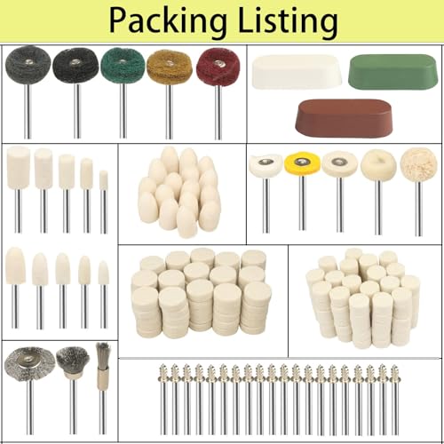 246PCS Polishing Buffing Wheel Polishing Kit for Dremel, Felt Wool Pad Set with Polish Compound, Wheel Grinding Head Point & Mandrel Kit Accessories Tools with 1/8" Shank for Jewelry Metal Polishing Style 3