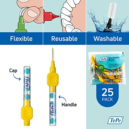 TePe Original Interdental Brush, Size 4, Yellow, for Cleaning Teeth Gaps 0.70mm