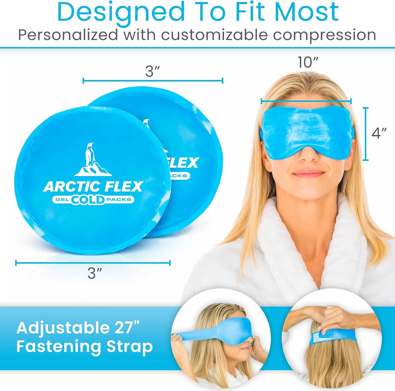 Arctic Flex Cold Eye Mask - Gel Ice Pack For Cool Sleeping, Dry Night Treatment - Reusable Hot Spa Therapy For Sleep, Skin Puffiness, Migraine, Soothing Headache - Soft Cooling Heating Compress Cover
