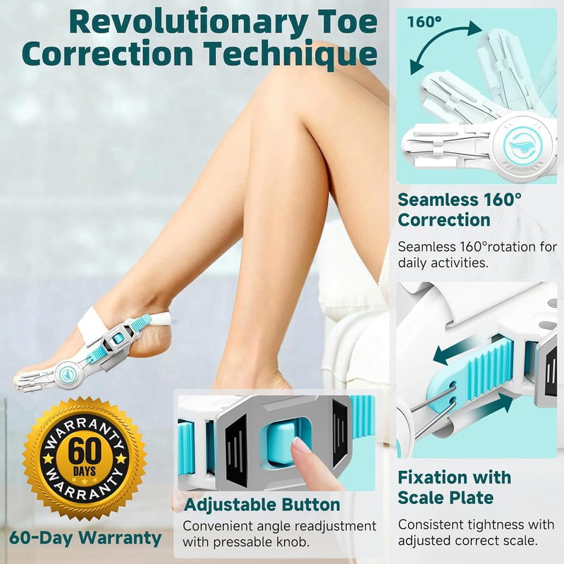 Bunion Corrector for Women & Men - Bunion Fix for Hallux Valgus Pain Relief with Non-Slip Big Toe Separator, Adjustable Big Toe Straighter, Bunion Splints Fits Left & Right Feet (White 1Pcs) White 1