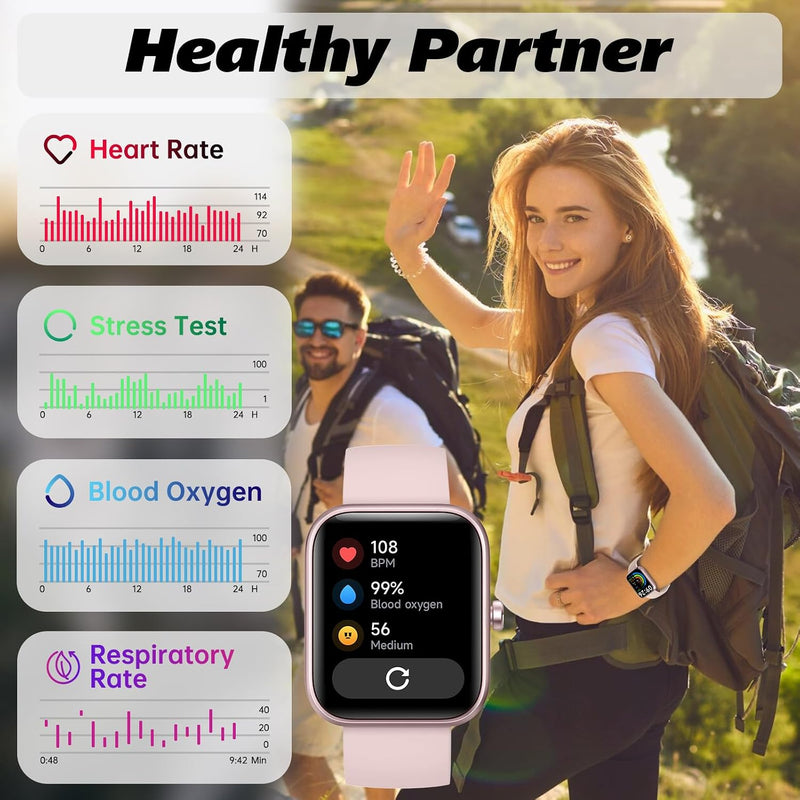 Smart Watch for Women Men (Answer/Make Call), 2026 New 1.91" HD SmartWatch, Fitness Watch with 120+ Sport Modes, IP68 Waterproof, Pedometer, Heart Rate/Sleep Monitor, Activity Tracker for Android iOS Pink