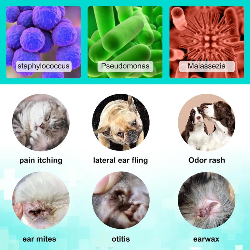 Dog Ear Cleaner, Dog Ear Infection Treatment, Antibiotic Dog Ear Drops for Ear Infection, Ear Mite Treatment for Dog & Cat, Provides Relief for Yeast Infection, Reduces Ear Mites And Debris, 22ml 1 Pack
