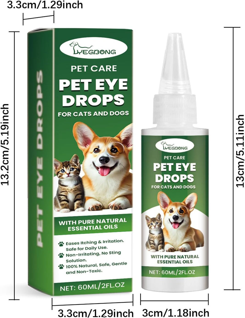 Pet Eye Drops for Dogs & Cats, Relieve Itching, Irritation & Allergies Symptoms - Natural Formula, Dog Eye Infection Treatment, Safe for Daily Use(60ml)
