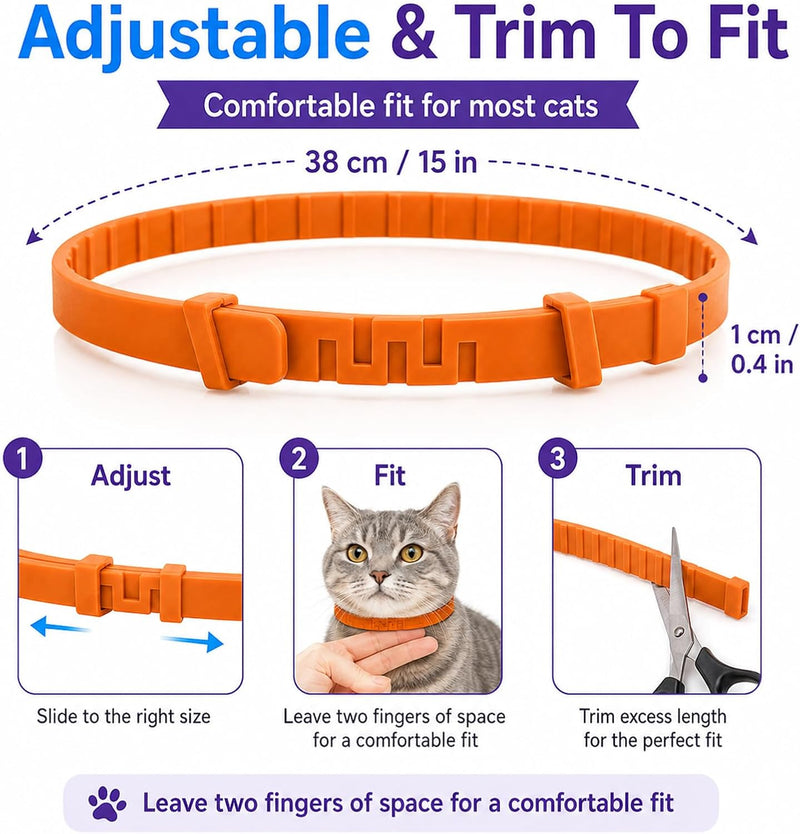 Calming Collar for Cats - Cat Calming Collar Infused with Synthetic Pheromones, Cat Pheromone Diffuser Necklace for Anxiety Relief, Travel, Keeping Quiet - 4 Weeks Supply Each Collar (Orange, 4P)
