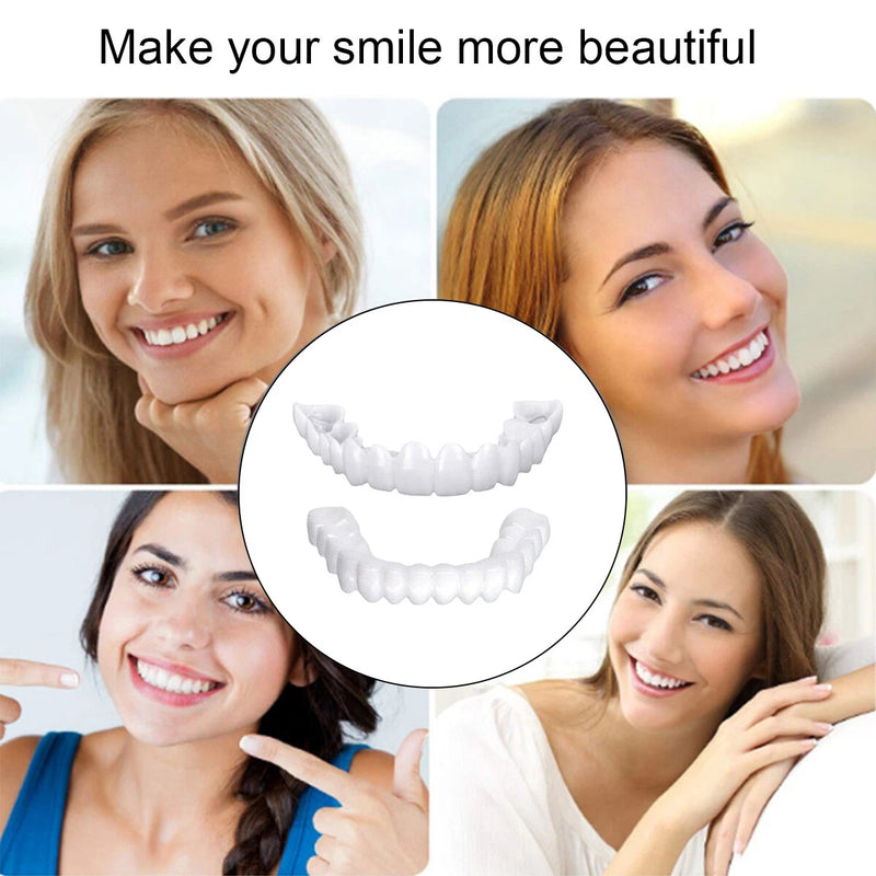 Snap On Veneers for Women & Men, Instant Smile Enhancer Cosmetic Teeth Covers, Natural White Temporary Dentures for Missing, Stained or Broken Teeth, Smile Restoration Kit with Portable Travel Case