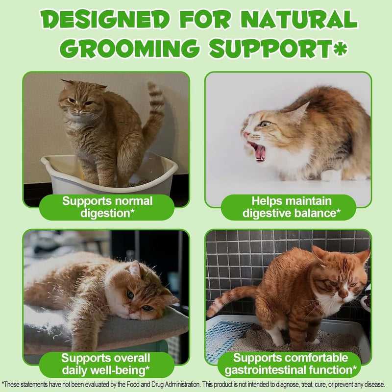 Hairball Remedy for Cats, Cat Hairball Treatment, Hair Ball Relief Digestive Aid, Promotes Healthy Digestion, Natural Passage of Hairballs, Furball Control Drops for All Ages & Breeds 60ml