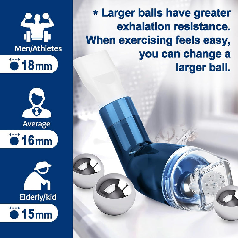Lung Exerciser, Acapell Flutter Valve Device, Mucus Clearance and Lung Expansion Device, Breathing Trainer for Lung Recovery | Natural Expiratory Exerciser Dark Blue-e