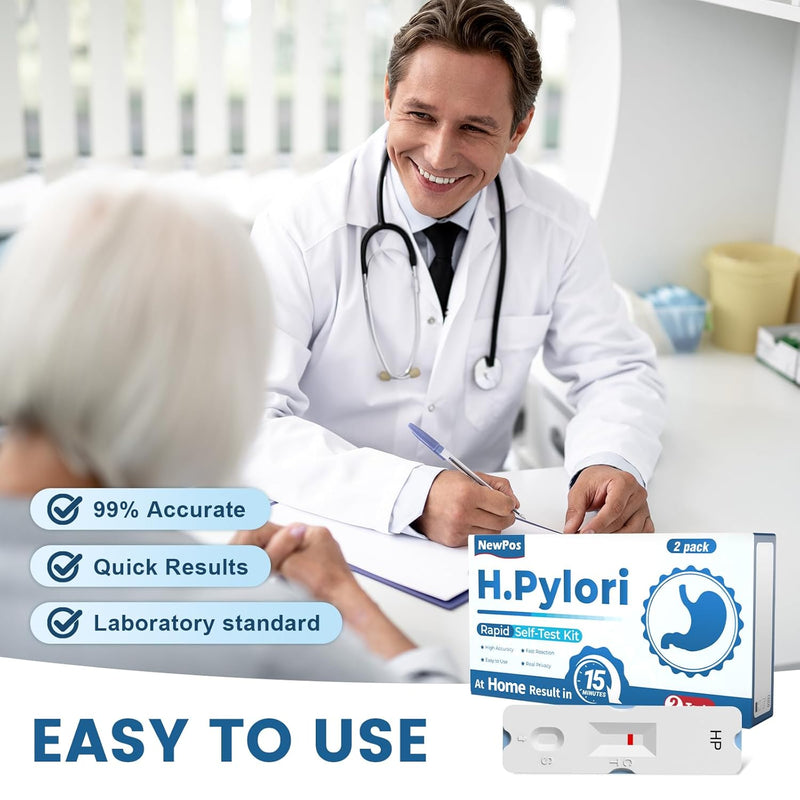 H Pylori Test Kit – 2 PCS H. Pylori Test, H-Pylori Stool (Antigen) Self-Test for Home Use, 99.9% Accurate, Fast 10-15 Min Results, Easy to Use, No Lab Needed