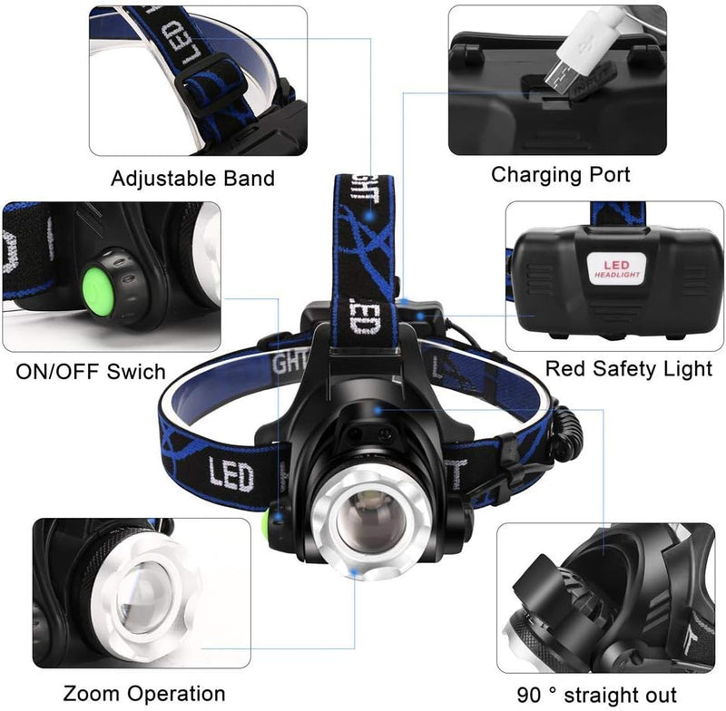 XLENTGEN Red Light Hunting Headlamp Rechargeable Red LED Headlamps 3 Modes Super Bright Red Headlamp for Coon Coyote Hog Predator Hunting Astronomy & Night Photography (Batteries Included)