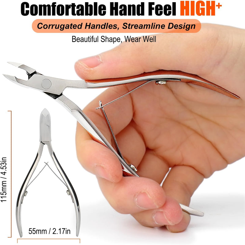 Cuticle Trimmer Professional Stainless Steel Cuticle Cutter with Sharp Blades and Double Spring Cuticle Nippers and Clippers for Nail Care – Pedicure Manicure Nail Tools for Home Spa Salon (Silver) Silver