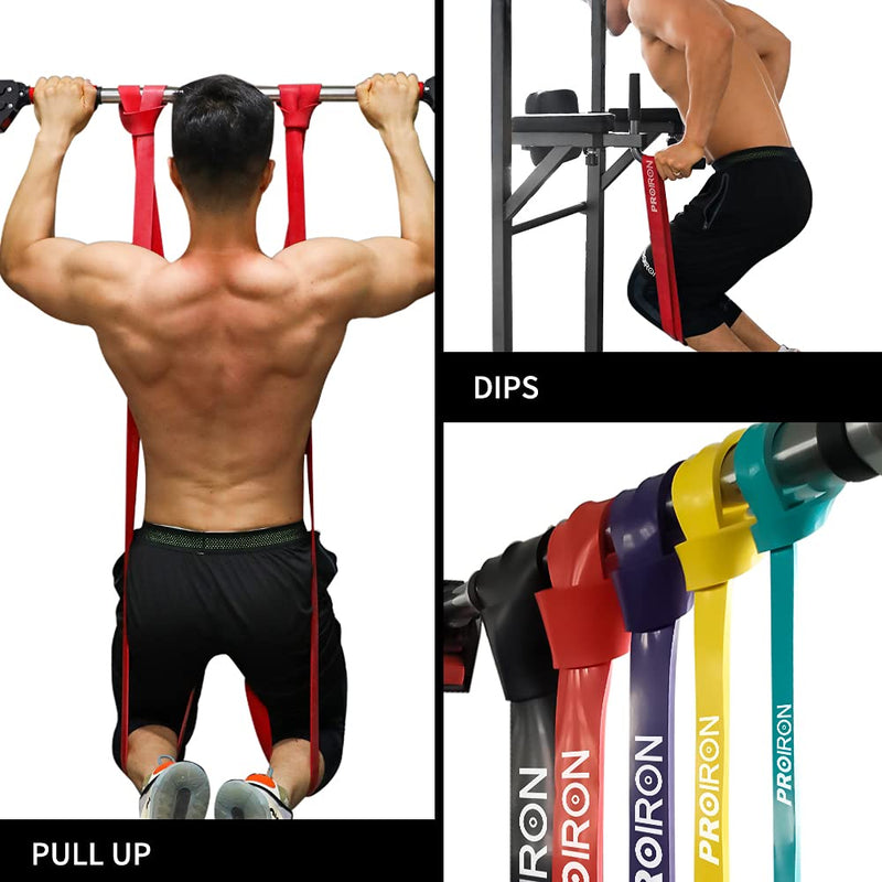 PROIRON Resistance Bands Pull Up Assistance Bands Comfortable Anti-Slip Exercise Bands for Pull up Dip Squat Gym Workout Physical Therapy Stretch Bands for Men & Women - Length 82inch（208cm） #5 Black 80-150LB（single）